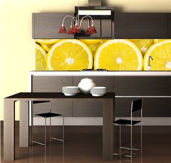 Fototapeta do kuchyn flie 260 x 60, 79134389 - Lemon slices background
