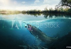 Fototapeta174 x 120  Fishing. Close up shut of a fish hook under water, 174 x 120 cm