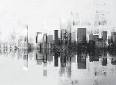 Samolepka flie 100 x 73, 796484552 - Digital cityscape with dots creating modern urban skyline