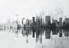 Samolepka fólie 145 x 100, 796484552 - Digital cityscape with dots creating modern urban skyline