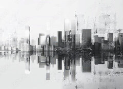 Fototapeta plátno 160 x 116, 796484552 - Digital cityscape with dots creating modern urban skyline