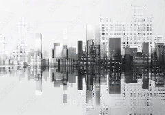Fototapeta papr 184 x 128, 796484552 - Digital cityscape with dots creating modern urban skyline