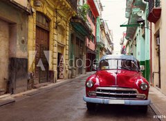 Samolepka fólie 100 x 73, 79874488 - Classic old car on streets of Havana, Cuba - Klasické staré auto na ulicích Havany na Kubě