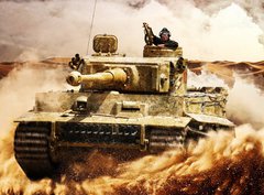 Fototapeta pltno 330 x 244, 80029249 - Enemy tanks moving in the desert - Neptelsk tanky pohybujc se v pouti