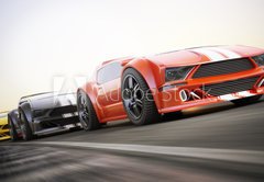 Fototapeta174 x 120  The race , Exotic sports cars racing with motion blur, 174 x 120 cm