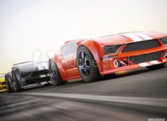 Fototapeta200 x 144  The race , Exotic sports cars racing with motion blur, 200 x 144 cm