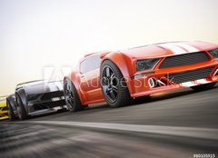 Fototapeta254 x 184  The race , Exotic sports cars racing with motion blur, 254 x 184 cm