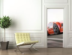 Samolepka na dvee flie 90 x 220  The race , Exotic sports cars racing with motion blur, 90 x 220 cm