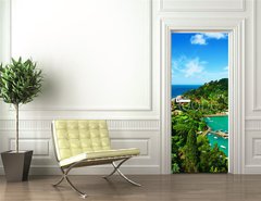 Samolepka na dveře fólie 90 x 220, 80192742 - Portofino village on Ligurian coast, Italy - Portofino vesnice na pobřeží Ligurského moře, Itálie