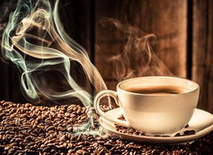 Fototapeta vliesov 100 x 73, 80280920 - Taste coffee cup with roasted seeds - Chu lek kvy s praenmi semnky