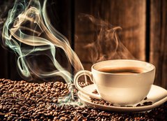 Fototapeta vliesov 200 x 144, 80280920 - Taste coffee cup with roasted seeds