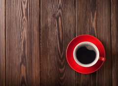 Samolepka fólie 100 x 73, 80745295 - Coffee cup on wooden table background - Kávový šálek na pozadí dřevěného stolu