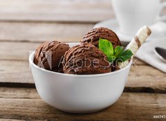 Samolepka flie 100 x 73, 80747406 - ball coffee chocolate ice cream in a bowl - koule zmrzlina v kvov okold v misce