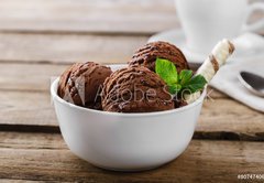 Samolepka flie 145 x 100, 80747406 - ball coffee chocolate ice cream in a bowl - koule zmrzlina v kvov okold v misce