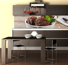 Fototapeta do kuchyně fólie 260 x 60, 80747406 - ball coffee chocolate ice cream in a bowl - koule zmrzlina v kávové čokoládě v misce