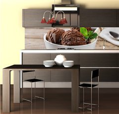 Fototapeta do kuchyn flie 260 x 60  ball coffee chocolate ice cream in a bowl, 260 x 60 cm