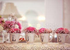 Fototapeta pltno 160 x 116, 81103537 - Beautifully decorated wedding table with flowers - Krsn zdoben svatebn stl s kvtinami
