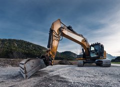 Fototapeta240 x 174  view to huge orange mechanical shovel excavator on gravel, 240 x 174 cm