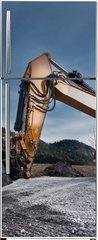 Samolepka na lednici flie 80 x 200  view to huge orange mechanical shovel excavator on gravel, 80 x 200 cm