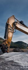 Samolepka na dvee flie 90 x 220, 81767487 - view to huge orange mechanical shovel excavator on gravel