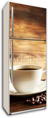 Samolepka na lednici flie 80 x 200, 81865478 - Cup of coffee with grains on wooden background
