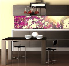 Fototapeta do kuchyn flie 260 x 60  Spring blossom. Beautiful nature scene with blooming tree, 260 x 60 cm