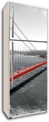 Samolepka na lednici flie 80 x 200  Golden Gate Bridge Red Pop on B W, 80 x 200 cm