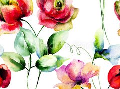 Samolepka flie 270 x 200, 83697132 - Seamless wallpaper with spring flowers