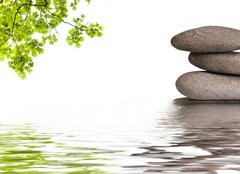 Fototapeta pltno 240 x 174, 84012048 - bannire zen, galets et feuilles d'rable