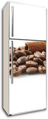 Samolepka na lednici flie 80 x 200  Scattered coffee beans in line on white, 80 x 200 cm