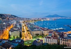 Fototapeta pltno 174 x 120, 84665162 - Naples, Italy, view of the bay and Vesuvius Volcano by night, from Posillipo