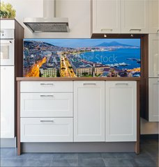 Fototapeta do kuchyn flie 180 x 60, 84665162 - Naples, Italy, view of the bay and Vesuvius Volcano by night, from Posillipo