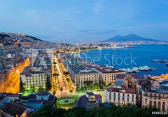 Fototapeta papr 184 x 128, 84665162 - Naples, Italy, view of the bay and Vesuvius Volcano by night, from Posillipo