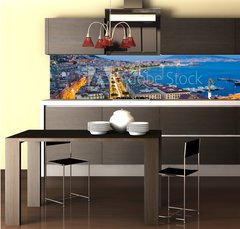 Fototapeta do kuchyn flie 260 x 60, 84665162 - Naples, Italy, view of the bay and Vesuvius Volcano by night, from Posillipo