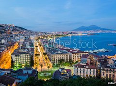 Fototapeta pltno 330 x 244, 84665162 - Naples, Italy, view of the bay and Vesuvius Volcano by night, from Posillipo