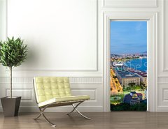 Samolepka na dvee flie 90 x 220, 84665162 - Naples, Italy, view of the bay and Vesuvius Volcano by night, from Posillipo