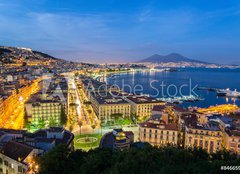 Fototapeta254 x 184  Naples, Italy, view of the bay and Vesuvius Volcano by night, from Posillipo, 254 x 184 cm