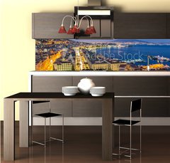 Fototapeta do kuchyn flie 260 x 60  Naples, Italy, view of the bay and Vesuvius Volcano by night, from Posillipo, 260 x 60 cm