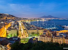 Fototapeta330 x 244  Naples, Italy, view of the bay and Vesuvius Volcano by night, from Posillipo, 330 x 244 cm