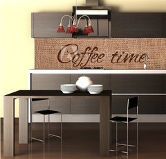 Fototapeta do kuchyn flie 260 x 60  roasted coffee beans with title, 260 x 60 cm