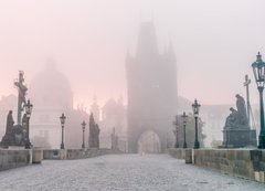 Samolepka flie 200 x 144  Charles Bridge in Prague at foggy morning, 200 x 144 cm