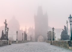 Fototapeta200 x 144  Charles Bridge in Prague at foggy morning, 200 x 144 cm