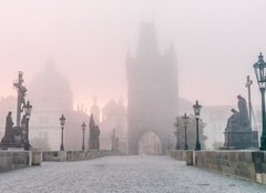 Fototapeta pltno 240 x 174, 85888464 - Charles Bridge in Prague at foggy morning - Karlv most v Praze na mlhavm rnu