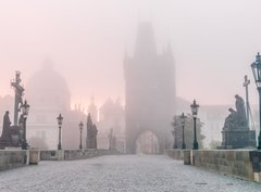 Fototapeta330 x 244  Charles Bridge in Prague at foggy morning, 330 x 244 cm