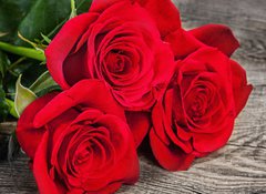 Samolepka flie 100 x 73, 86423669 - Bouquet of red roses on the old boards