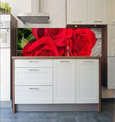 Fototapeta do kuchyn flie 180 x 60, 86423669 - Bouquet of red roses on the old boards
