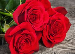 Fototapeta pltno 240 x 174, 86423669 - Bouquet of red roses on the old boards
