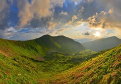 Samolepka flie 145 x 100, 86452003 - Sunset in summer mountains - Zpad slunce v letnch horch