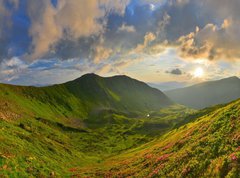 Fototapeta vliesov 270 x 200, 86452003 - Sunset in summer mountains