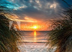 Fototapeta plátno 160 x 116, 86628044 - Personal Paradise on a Beautiful White Sand Beach at Sunset - Osobní ráj na krásné bílé písečné pláži při západu slunce